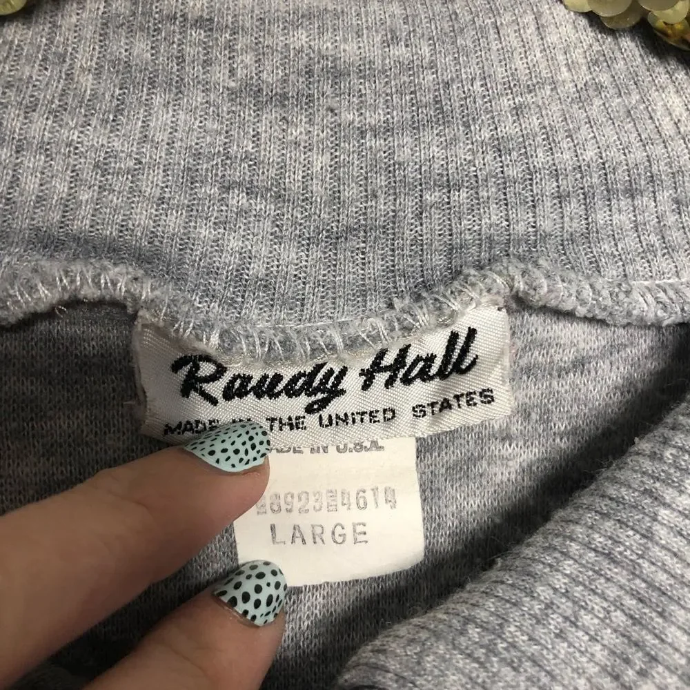 Vintage Randy Hall Fleece Rugby Stripe Pullover Sweatshirt L - Picture 5 of 5